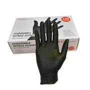 Latex Free Powder Free Black Nitrile Disposable Gloves, Food Handling, Cleaning Gloves, DHG Professional Nitrile Glove Size M 100 Counts