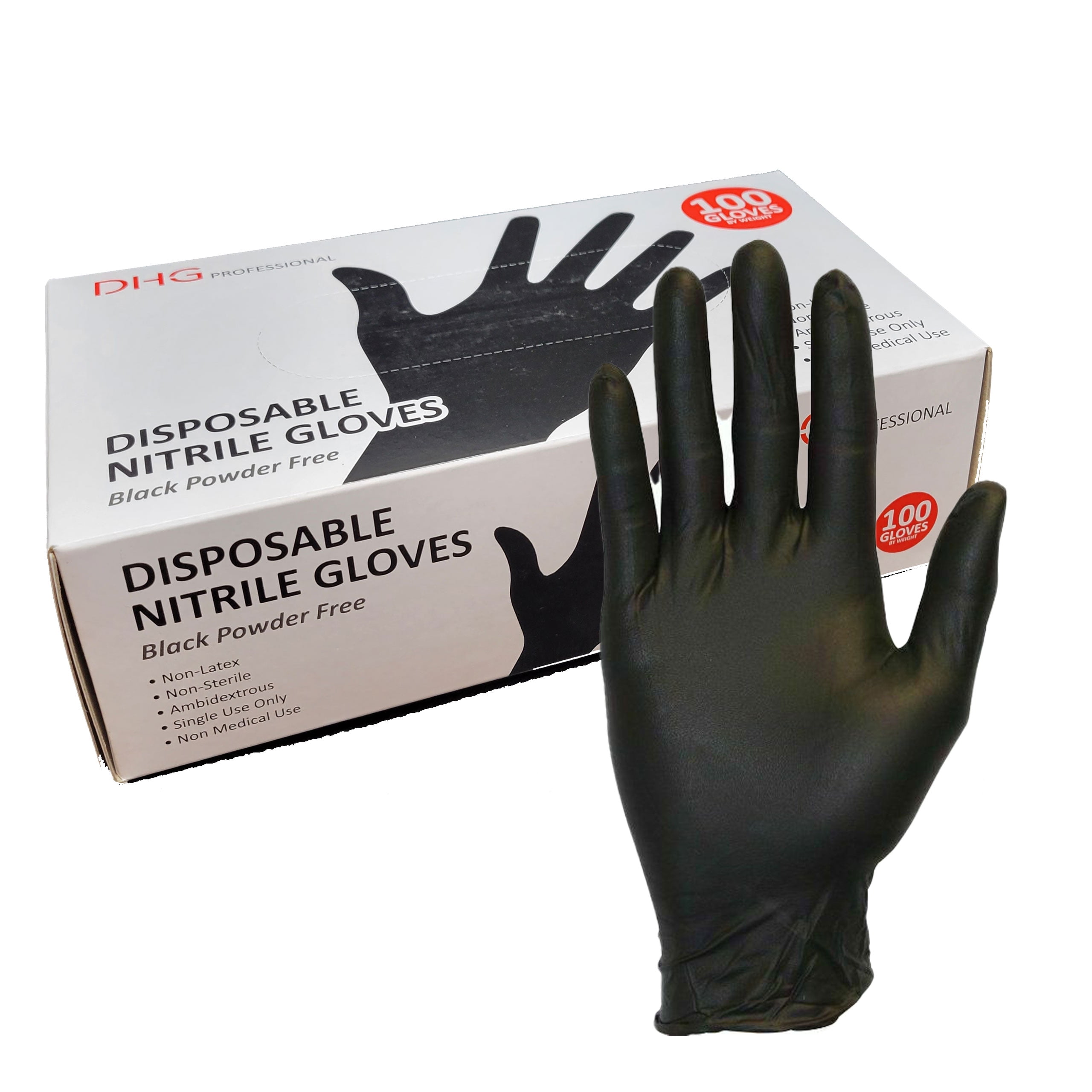 Latex Free Powder Free Black Nitrile Disposable Gloves, Food Handling