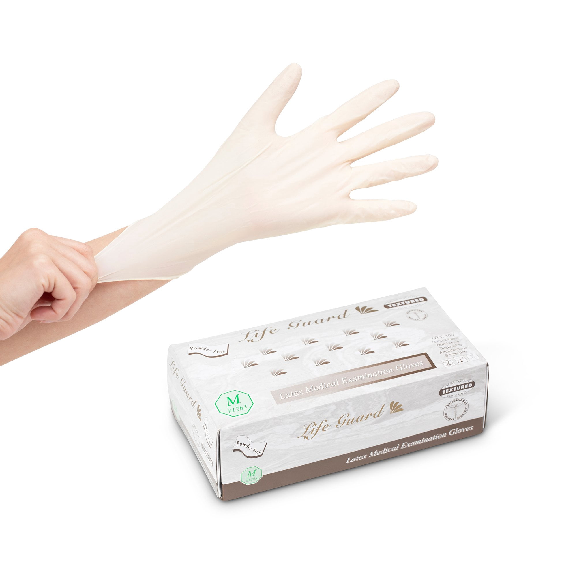 Disposable Latex Gloves - Powder Free, 100 Per Box, 1000 Per Case, Ambidextrous