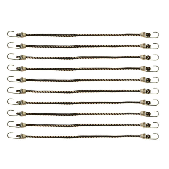 Latex Mini Rope Luggage Rope 25cm Adjustable Bungee Cords with Metal Buckle Black 10pcs