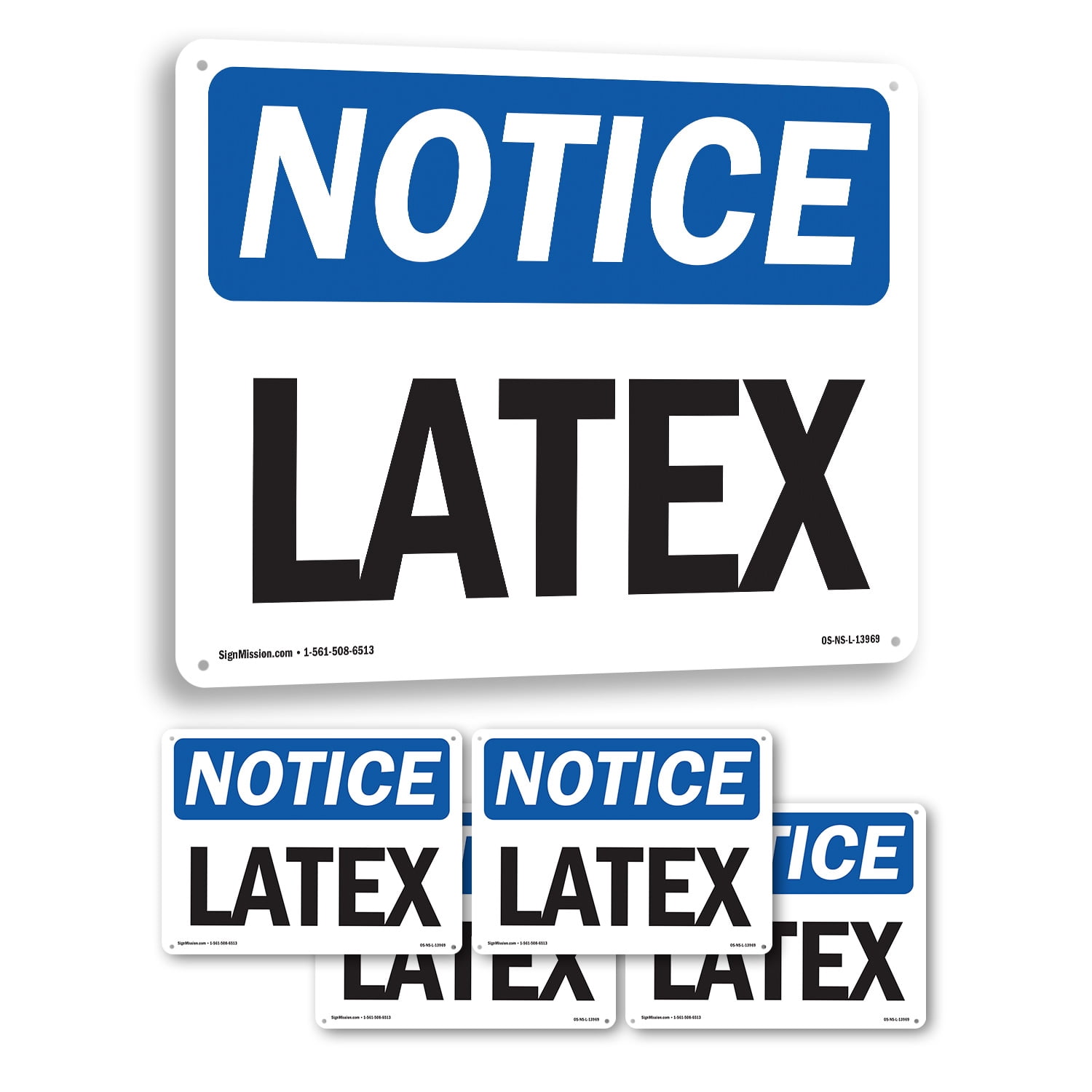 Latex OSHA Notice Rigid Plastic Sign 18 Inch x 12 Inch - 5 Pack ...