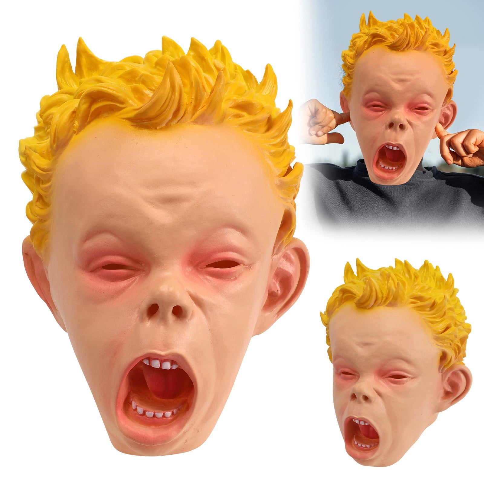 Latex Party Realistic Human Face Funny Crying Baby Clown Masquerade