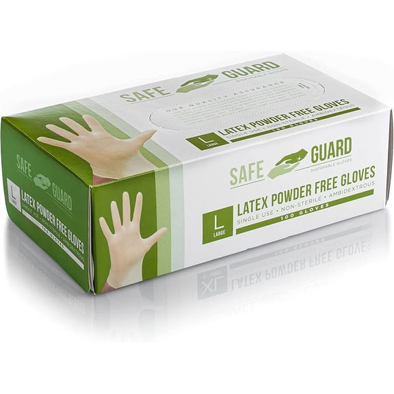 Latex Powder Free Gloves, Large, 100 Count (Pack of 1),White
