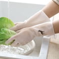 thumbnail image 1 of Latex Rubber Dishwashing Gloves - Long Cuff Waterproof Household Cleaning Gloves for Kitchen & Gardening, Medium Size, 1 of 6