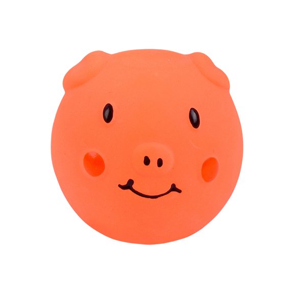 Latex Sound Pig Head Ball, Pet Toy Ball for Dogs and Puppies, Squeaky Rubber Chew Toy, Orange Pig-Shaped Interactive Fetch Ball