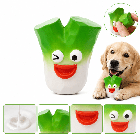 Latex Squeaky Dog Toy, Interactive Molar Chew Tool for Fetch and Play, Teeth Cleaning Plaything, Pet Sound Toy, Daily Exercise Green