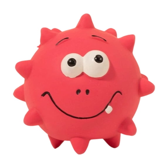 Latex Squeaky Spiky Ball Dog Toy Funny Face Interactive Pet Chew Toy for Teeth Cleaning Small Medium Dogs Hot Pink