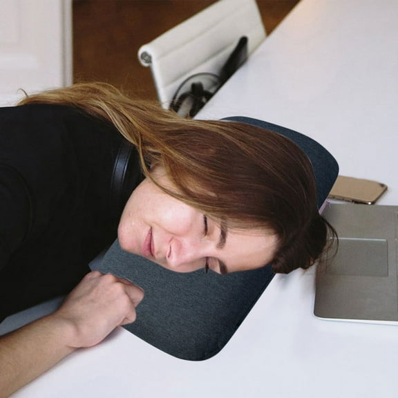 Latex Travel Nap Pillow for Adults | Office Mat Sleeping Pillow | Adjustable Height | Natural Breathable Latex Material | Modern Design | Portable | 15x10x4 in | Pink Gray Blue