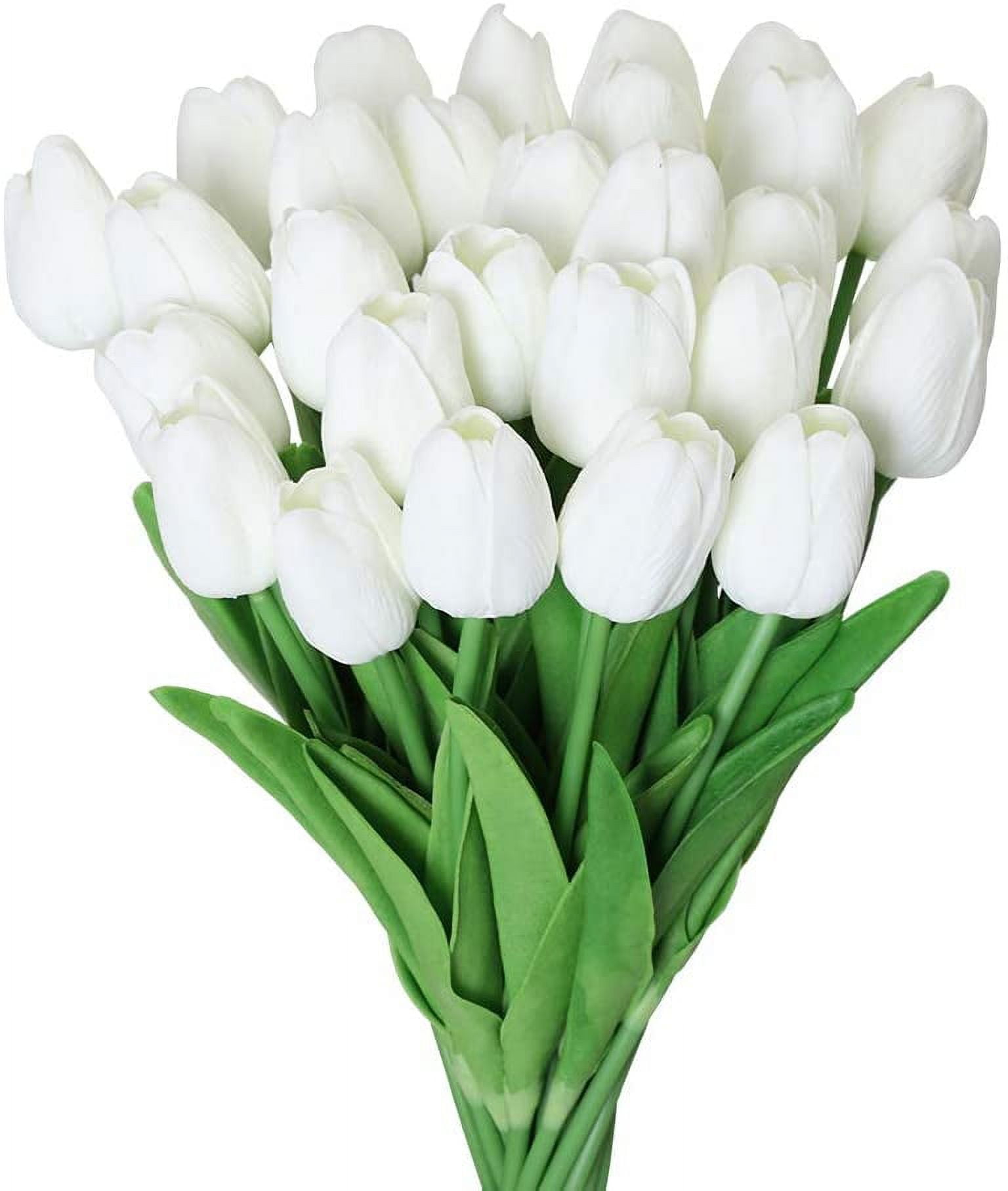 Latex Tulips Real Touch Pink Artificial Flowers Fake Tulips Arrangement Bouquet for Home Office Wedding Decor (Pink)