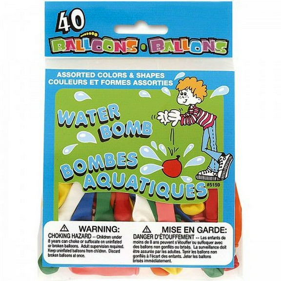 Latex Water Balloons, Assorted, 40ct