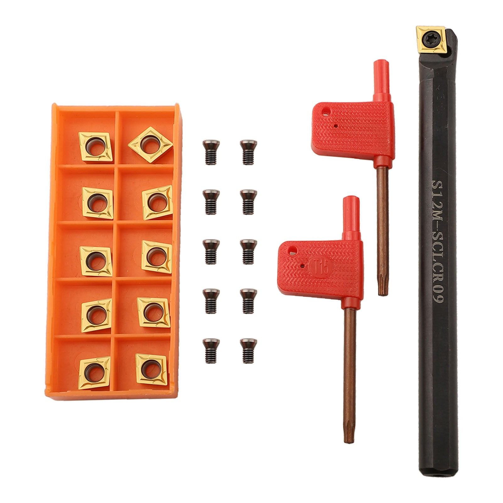 Lathe Turning Tool Holder Set With Carbide Inserts - MTJNR/MWLNR/MCLNR/SER 3/4" Shank, 33 Inserts