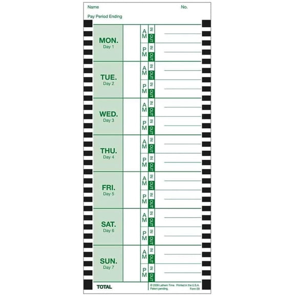 Lathem E8-100 Weekly Thermal Print Time Cards Pack of 100 (OneSided)