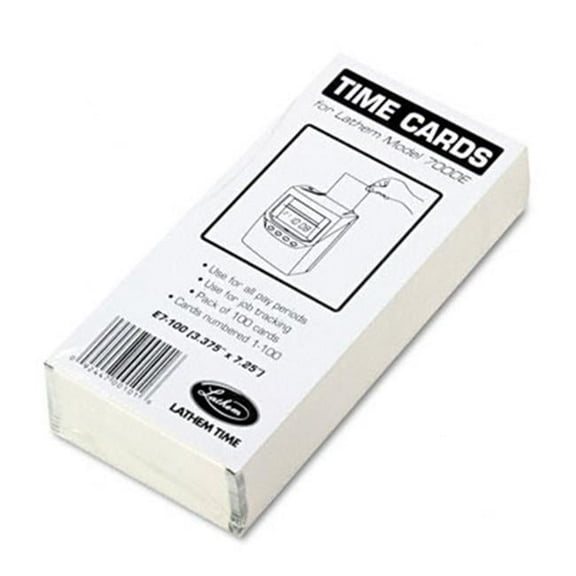 Lathem Time Time Card for Lathem Model 7000E- Numbered 1-100- Two-Sided- 100/Pack