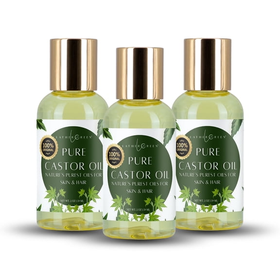 100% Pure Castor Oil - Cold-Pressed Moisturizing & Treatment for Hair, Skin & Eyebrows | 3 packs by LatherGreen