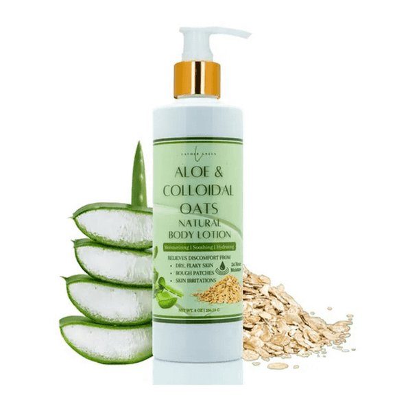 Aloe & Colloidal Oats Natural Body Lotion for Soothing Relief & Deep Hydration, 8 oz by LatherGreen