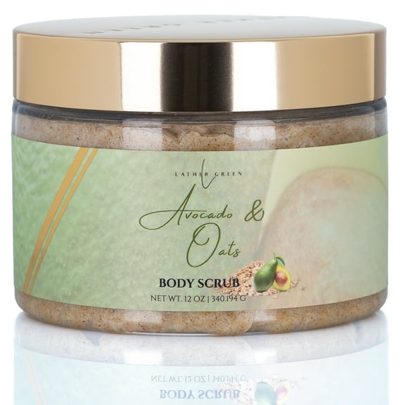 Avocado & Oats Body Scrub - Exfoliates & Hydrates for Smooth Skin, 12 oz by LatherGreen