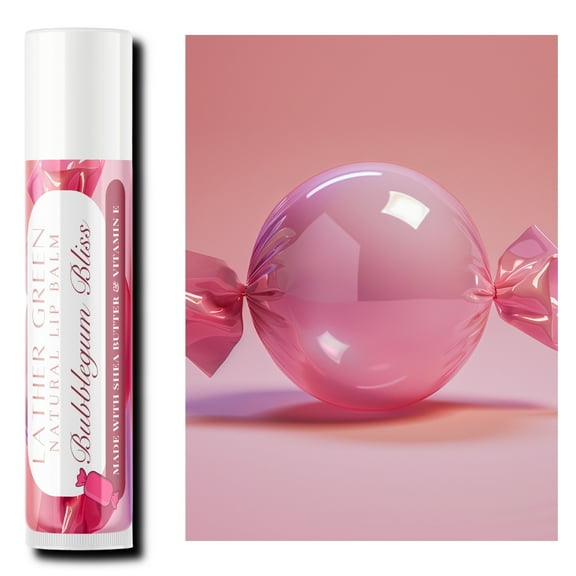 Bubblegum Bliss Natural Lip Balm, Pack of 3 by LatherGreen
