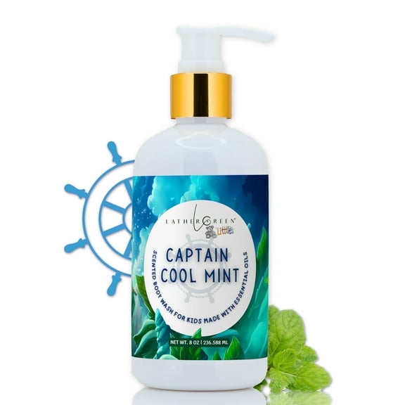 Captain Cool Mint Kids Natural Body Wash - Gentle & Safe for Skin, Colloidal Oats, 8 oz by LatherGreen