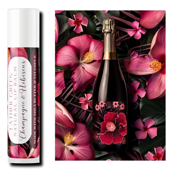 Champagne & Hibiscus Natural Lip Balm, Pack of 3 by LatherGreen