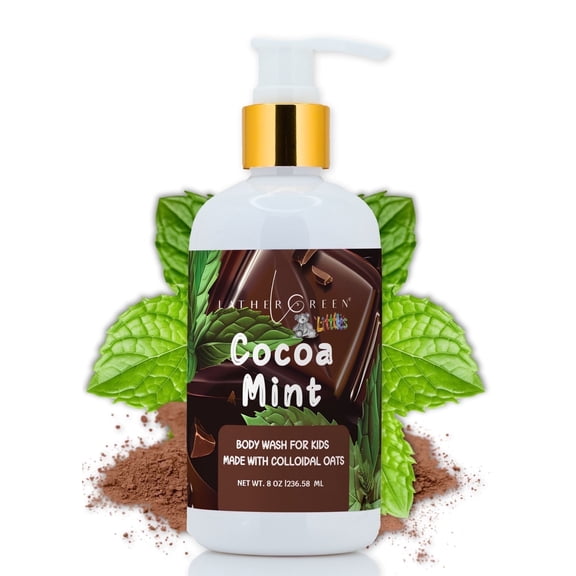 Cocoa Mint Kids Natural Body Wash - Nourishes & Safe on All Skin Types w/ Colloidal Oats , 8 oz by LatherGreen