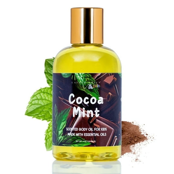 Cocoa Mint Kids Natural Body Oil - Deeply Moisturizes & Soothes Sensitive Skin - 4 oz by LatherGreen