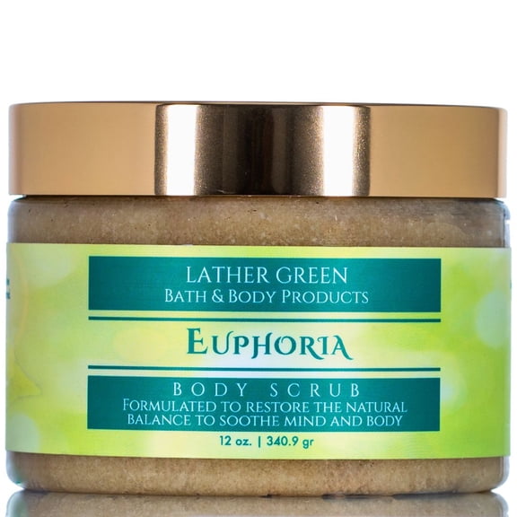 Euphoria Exfoliating Sugar Body Scrub, Gentle Exfoliation for Smooth and Radiant Skin, 12 oz by LatherGreen