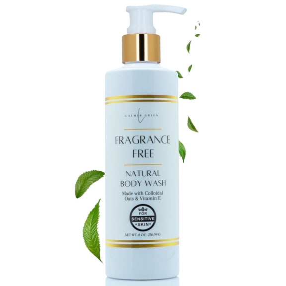 Fragrance-Free Natural Body Wash, Soothing Relief Shower Gel for Sensitive Skin, 8 oz by LatherGreen