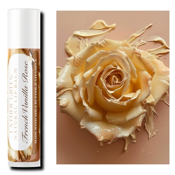 French Vanilla Rose Natural Lip Balm, Pack of 3 by LatherGreen