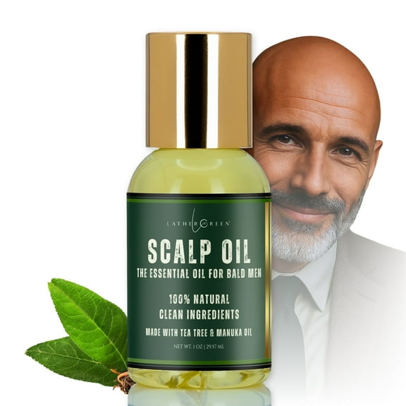 Essential Scalp Oil for Bald Heads with Tea Tree & Manuka Oil, 1 oz by LatherGreen
