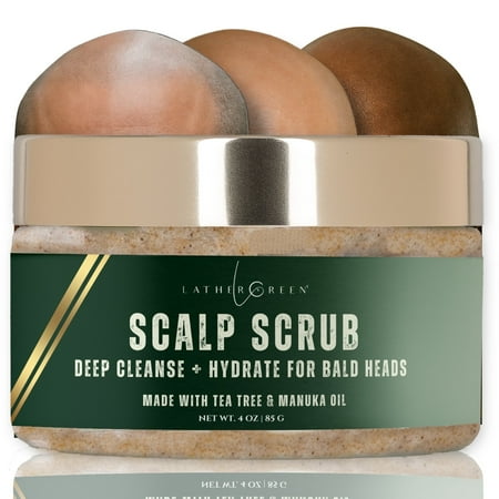 Scalp Care Scrub with Manuka Oil and Tea Tree, Deep Cleanse and Hydrate for Bald Heads, 4 oz Single Piece by LatherGreen