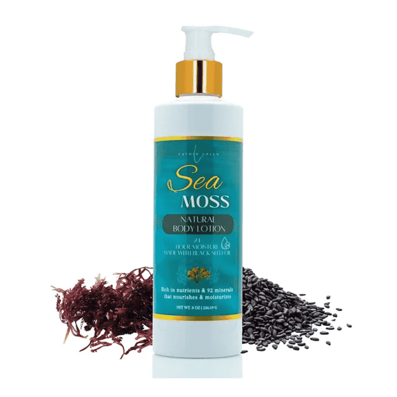 Sea Moss Natural Body Lotion with Black Seed Oil - 24-Hour Moisture for Dry & Sensitive Skin, 8 oz by LatherGreen