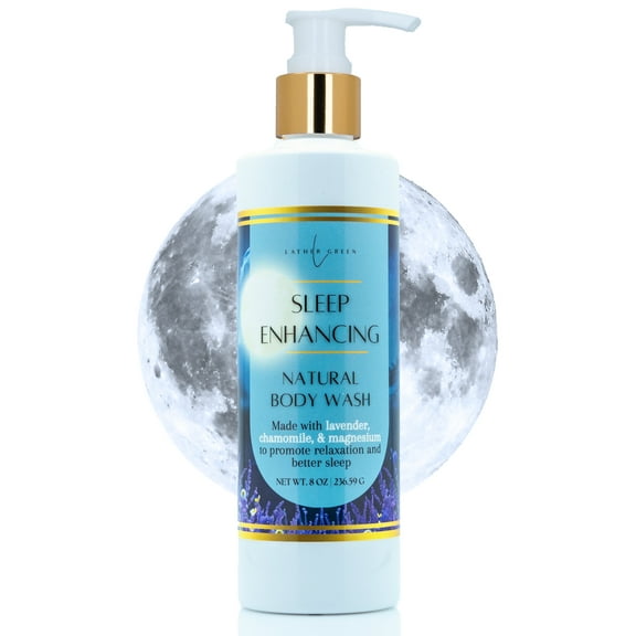 Sleep Enhancing Natural Body Wash, Daily Hydration Shower Gel with Lavender & Chamomile, 8 oz by LatherGreen