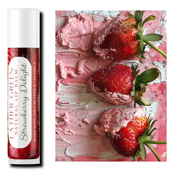 Strawberry Delight Natural Lip Balm, Pack of 3 by LatherGreen