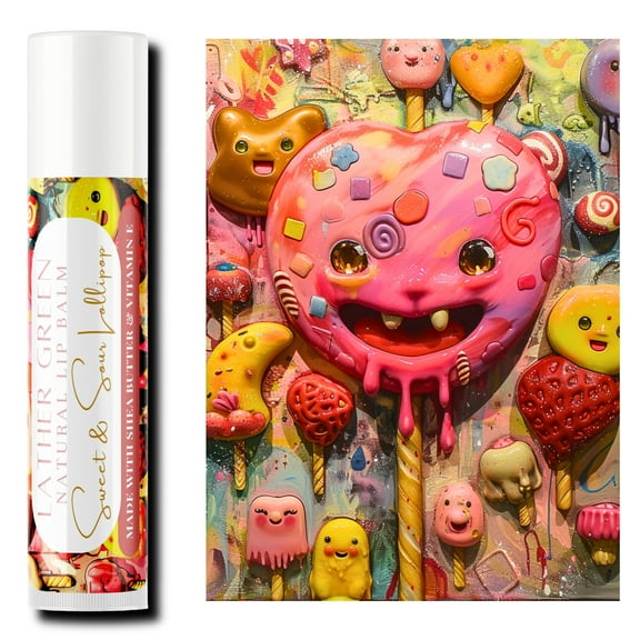 Sweet & Sour Lollipop Natural Lip Balm, Pack of 3 by LatherGreen