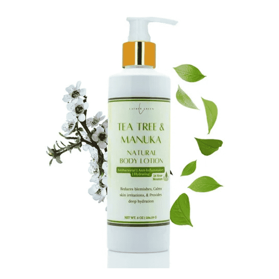 Tea Tree & Manuka Body Lotion Hydrating, Soothing Skin Care for Daily Use, 8 oz by LatherGreen