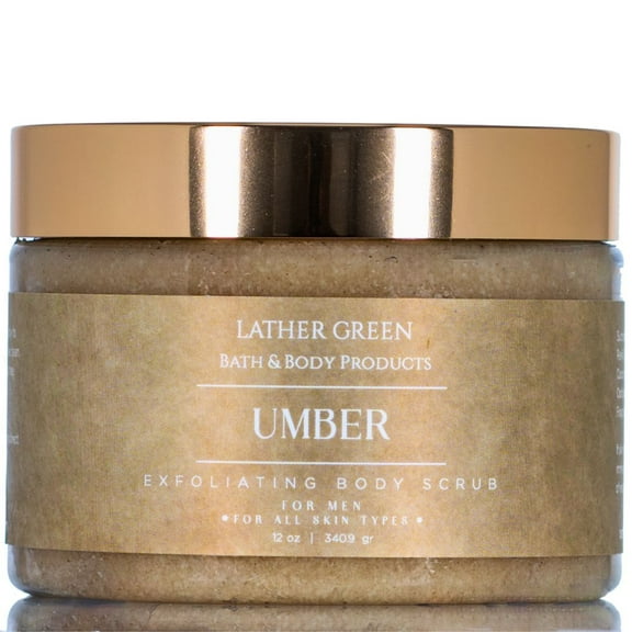Umber Exfoliating Sugar Body Scrub for Men, Hydrates & Revitalizes All Skin Type, 12 oz by LatherGreen