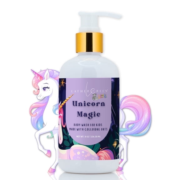 Unicorn Magic Kids Natural Body Wash - Gentle & Safe for All Skin, Vitamin E Oil, 8 oz by LatherGreen
