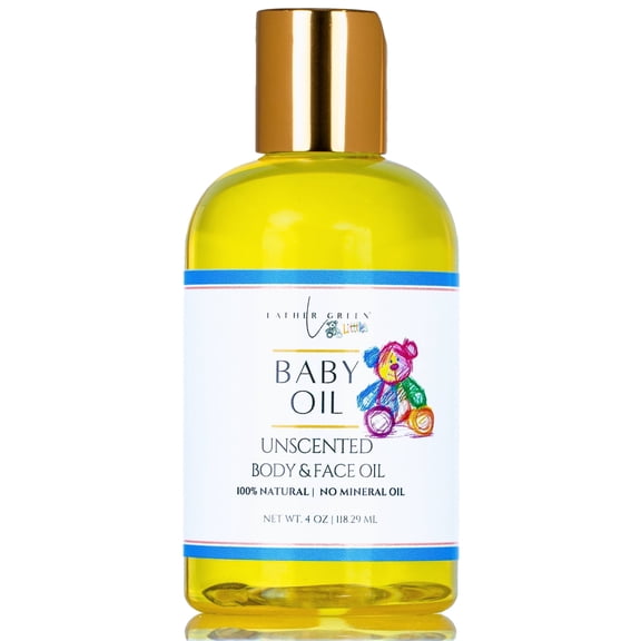 LatherGreen Unscented Baby Oil, 4 fl oz 100% Natural Hydrating & Protective Formula for Sensitive Skin