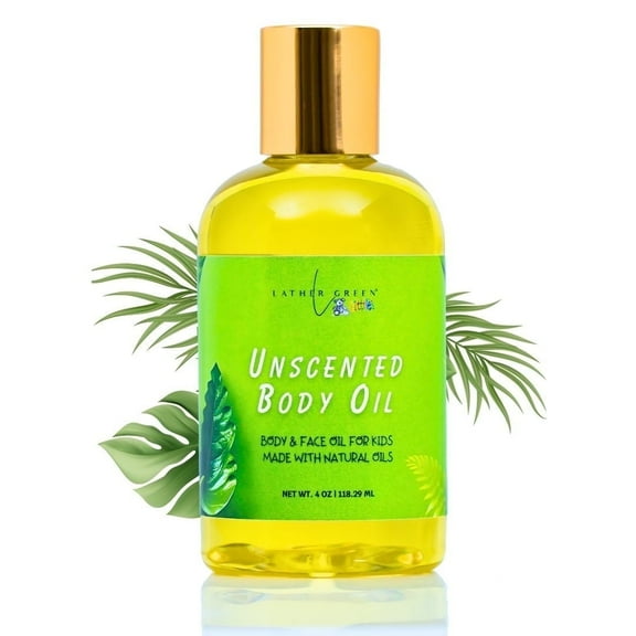 Unscented Kids Natural Body Oil - Deeply Moisturizes & Soothes Sensitive Skin - 4 oz by LatherGreen