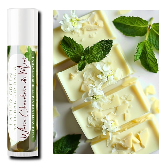 White Chocolate & Mint Natural Lip Balm, Pack of 3 by LatherGreen