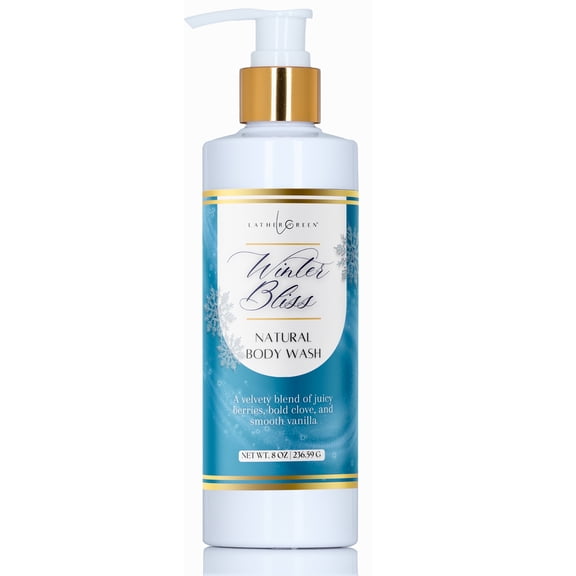Winter Bliss Natural Body Wash, Gentle Cleanser Shower Gel with Aloe Vera for All Skin 8 oz by LatherGreen
