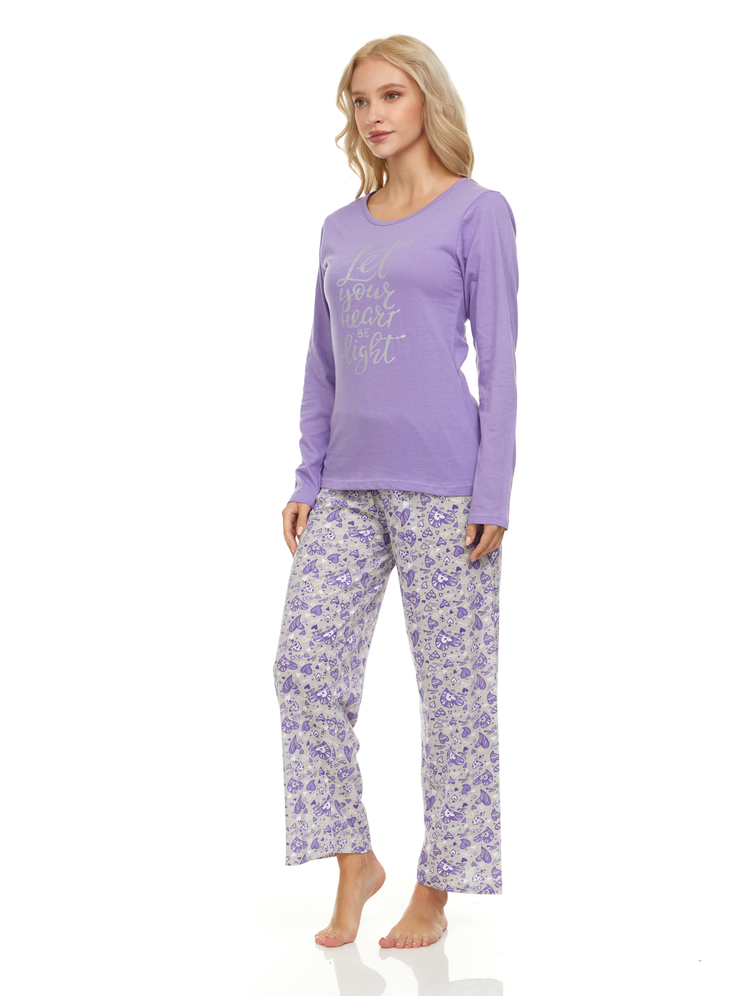 Lati Fashion 100 Cotton Women Pajamas Set Pants and Top Long Sleeve, 2