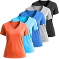 thumbnail image 1 of Lati Fashion 5 Pack Dry Fit Shirts for Women Workout Tops Short Sleeve V Neck Womens T Shirts for Yoga Running Pilates S-3X, 1 of 6