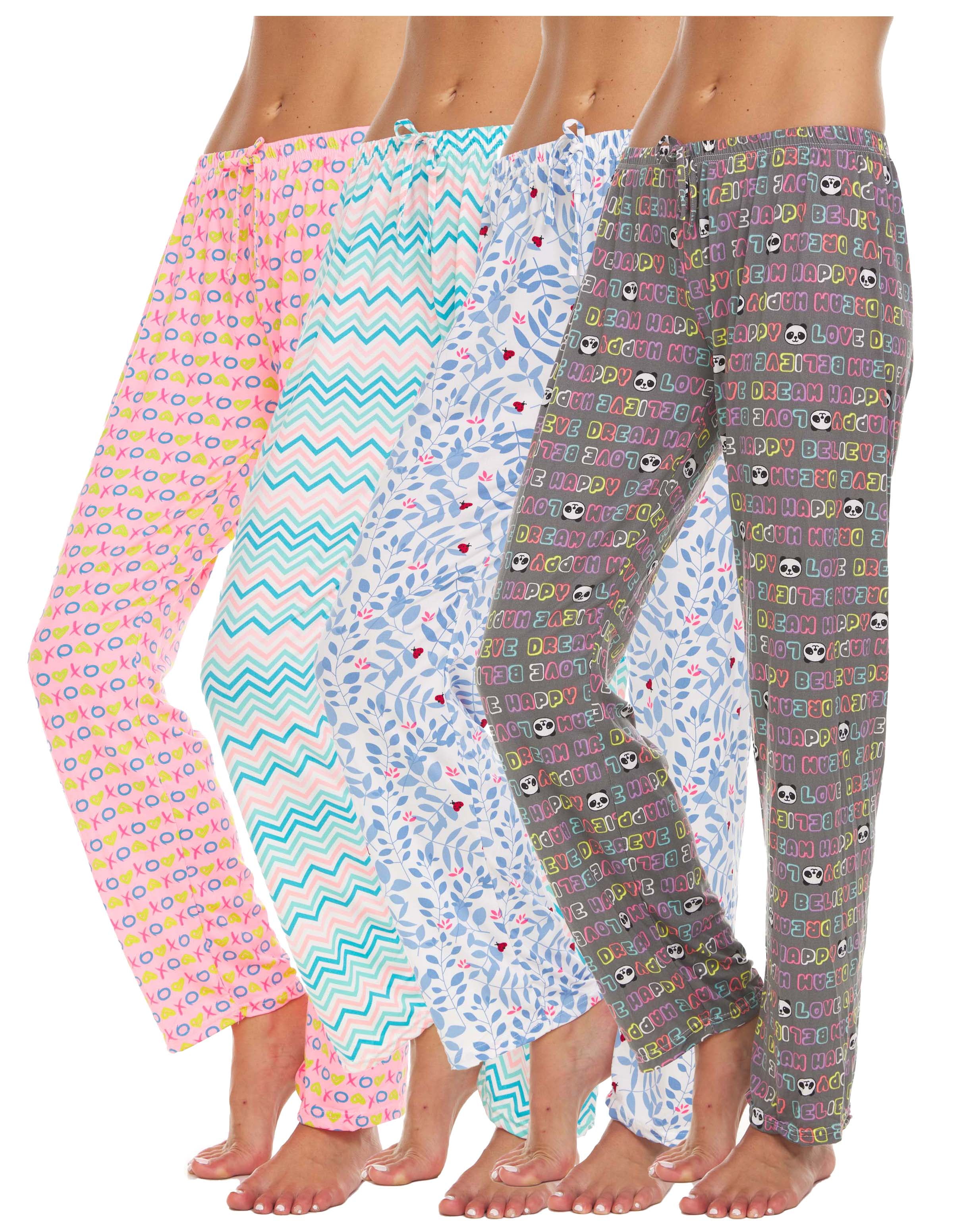 Lati Fashion Woman Pajamas Pants Female PJs Sleepwear (Pack of 4 Colors