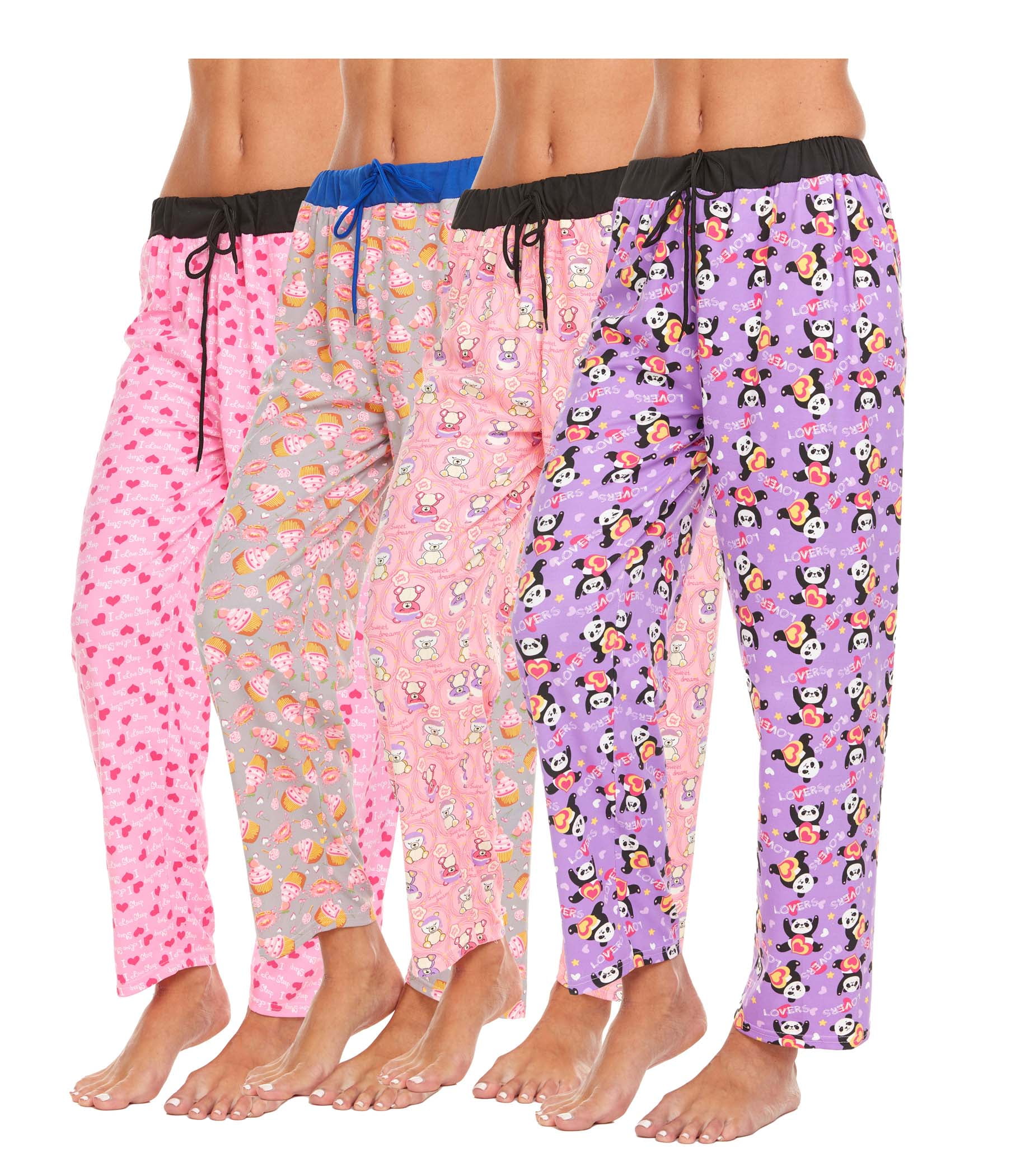 Lati Fashion Woman Pajamas Pants Female PJs Sleepwear (Pack of 4 Colors