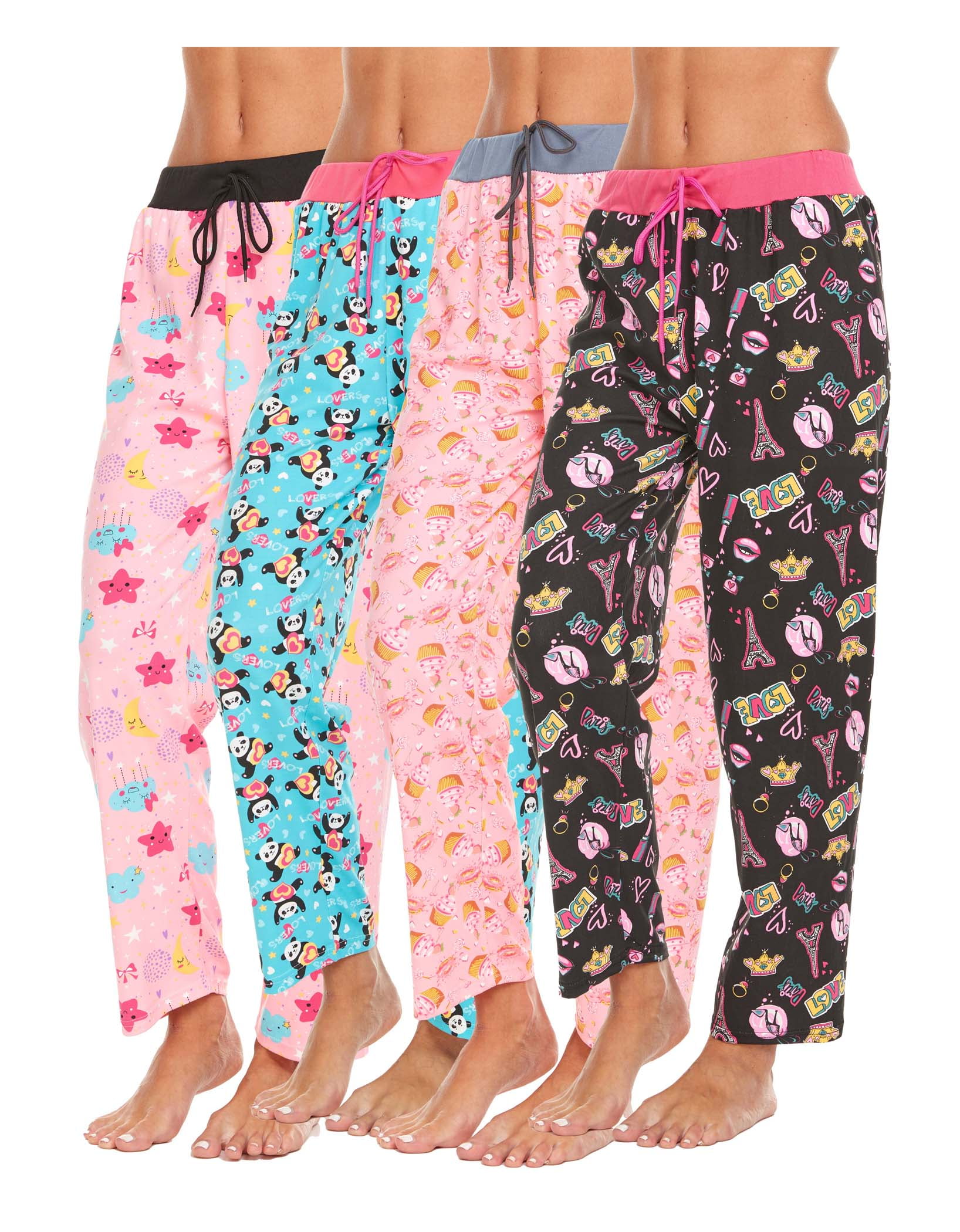 Lati Fashion Woman Pajamas Pants Female PJs Sleepwear (Pack of 4 Colors