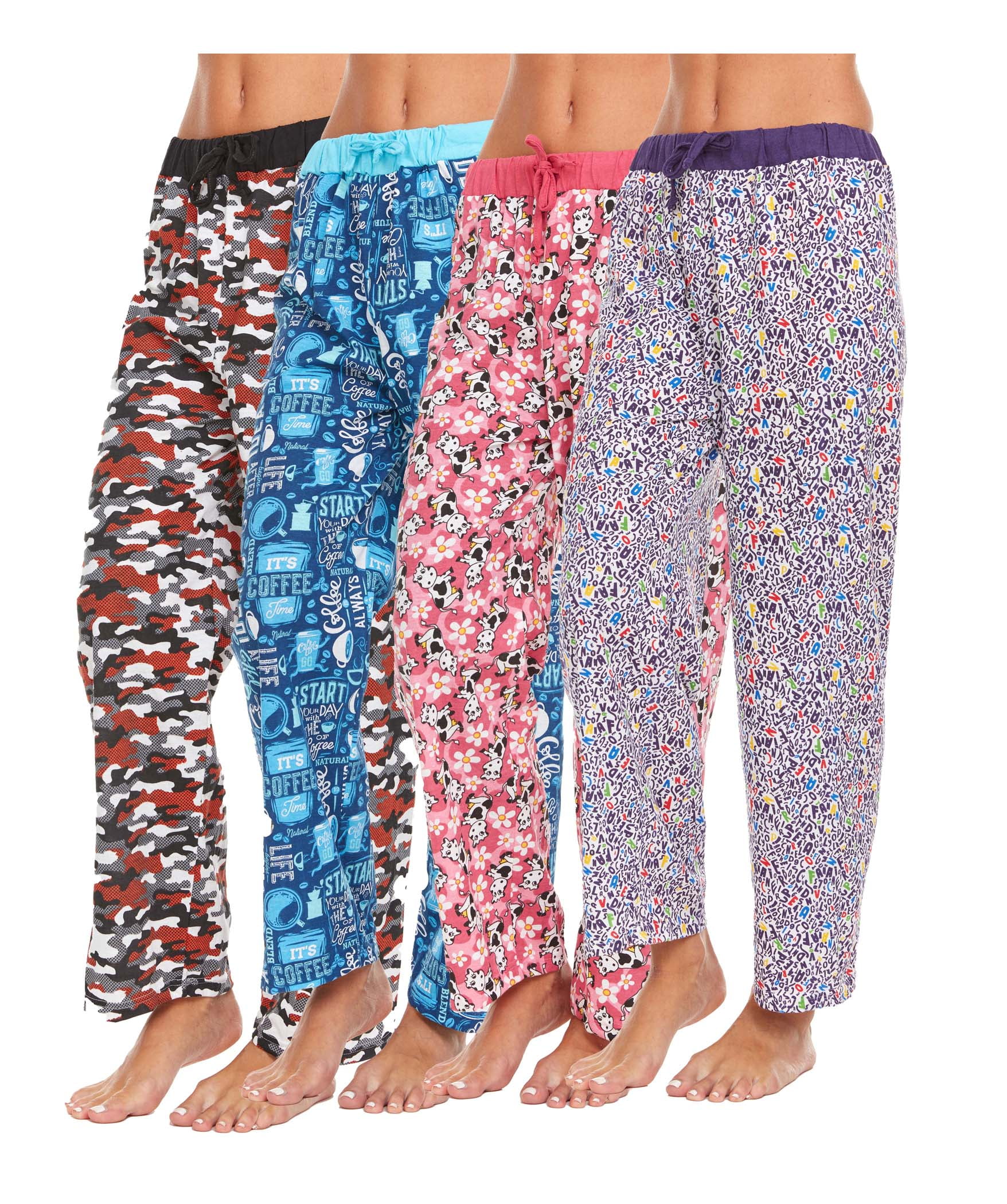 Lati Fashion Woman Pajamas Pants Female PJs Sleepwear (Pack of 4 Colors