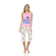 thumbnail image 1 of Lati Fashion Women Capri Pajamas set 100% Cotton Sleeveless Female Pajamas Set Pink Size Large, 1 of 4