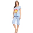 thumbnail image 1 of Lati Fashion Women Capri and Short Sleeve Top 2-Piece Female Pajamas Set Blue L, 1 of 3