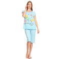 thumbnail image 1 of Lati Fashion Women Capri and Short Sleeve Top 2-Piece Female Pajamas Set Blue XL, 1 of 4